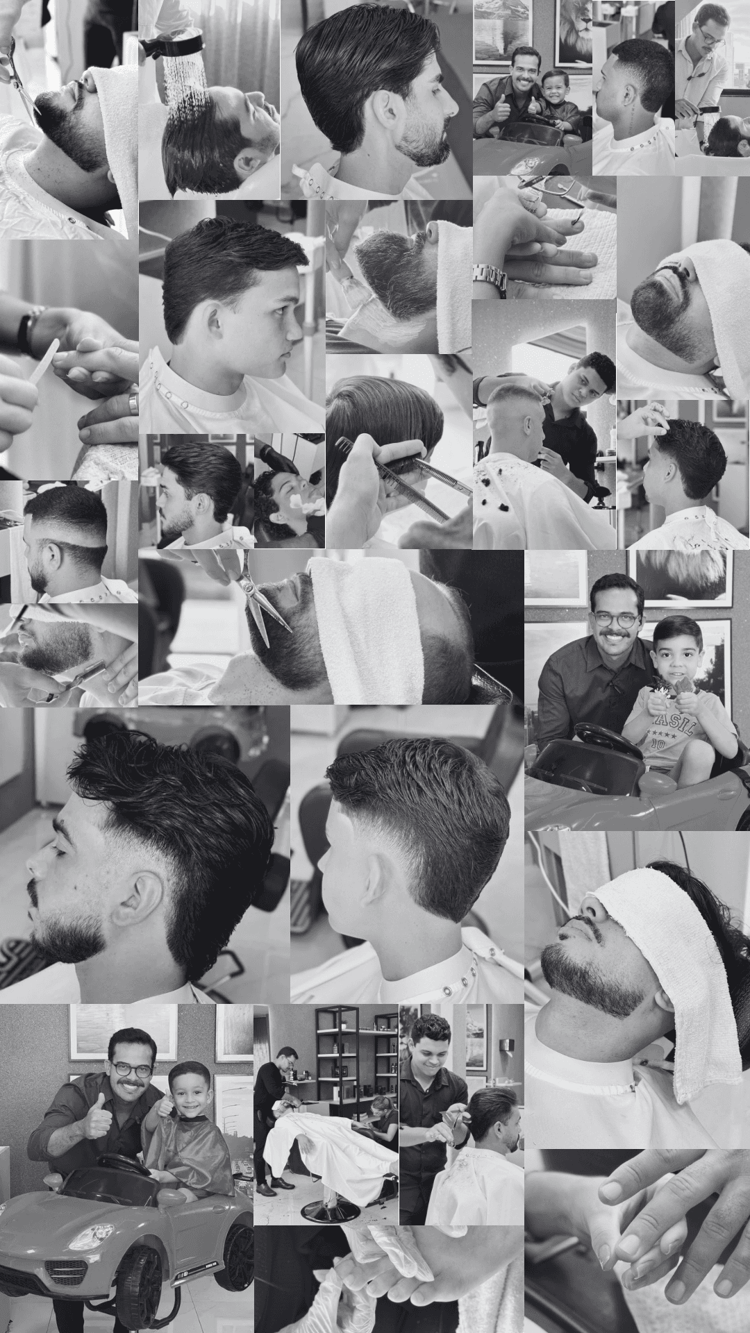 Montagem de cortes, cuidados com a barba e atendimentos na Hunos Barbearia